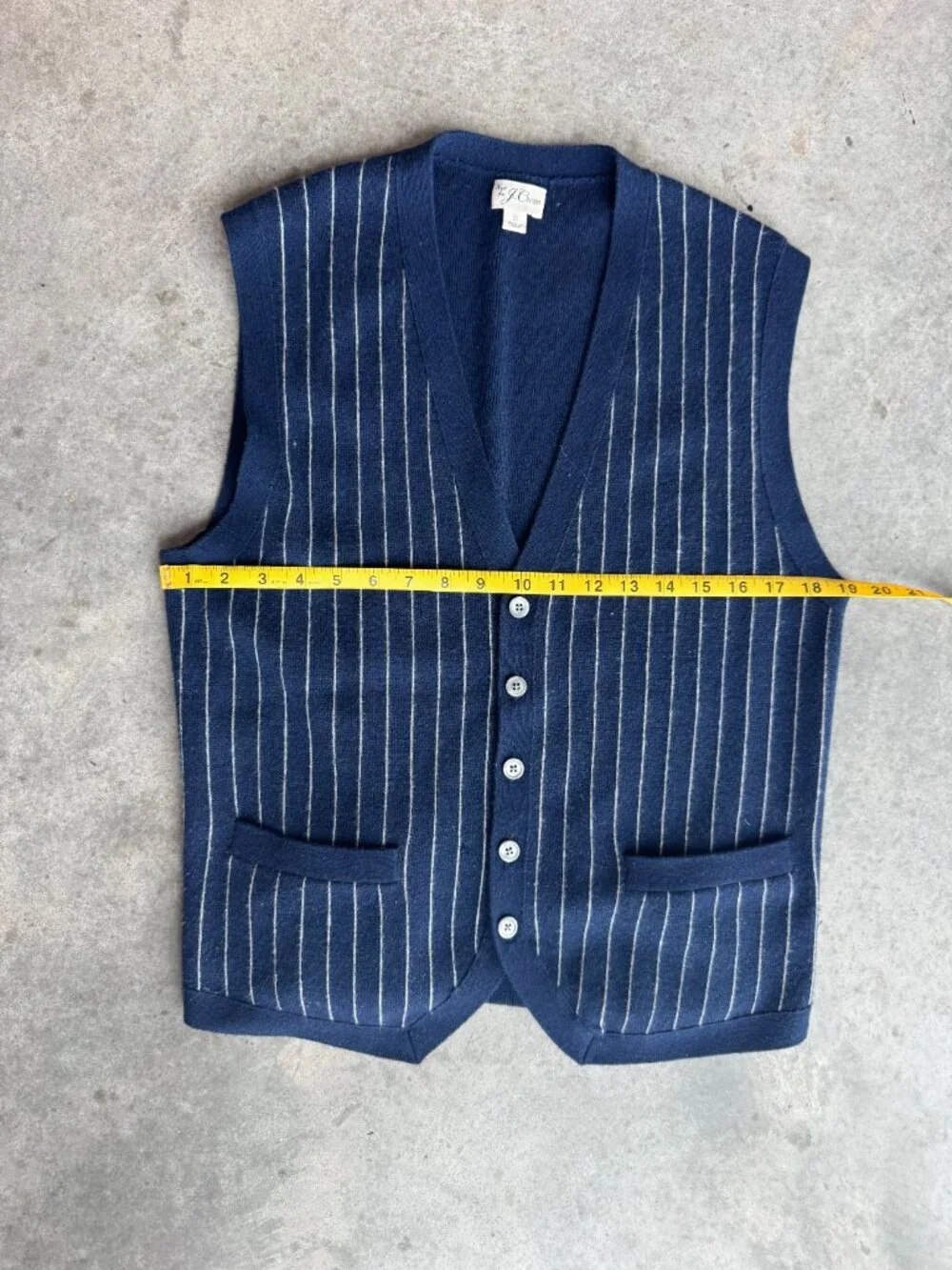 Cashmere-blend cardigan sweater-vest in pinstripe